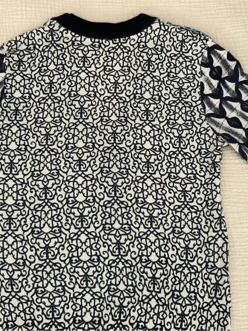 TORY BURCH Classic Blue Floral Mixed-Print V-Neck Cardigan Sz M